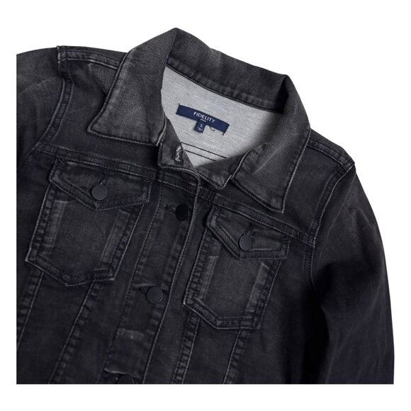FIDELITY Ryder Denim Cropped Bomber Luxury Designer Jean Jacket Womens Small - Picture 3 of 6
